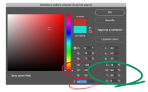 Screenshot della gestione profilo colore su Photoshop
